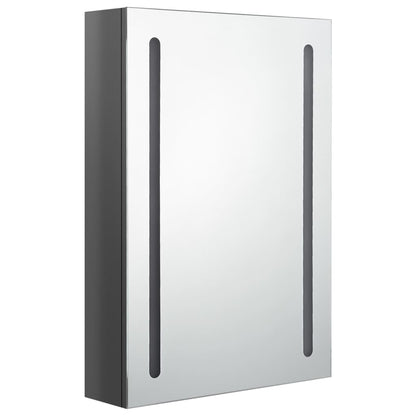 Armadietto Bagno con Specchio e LED Grigio Lucido 50x13x70 cm