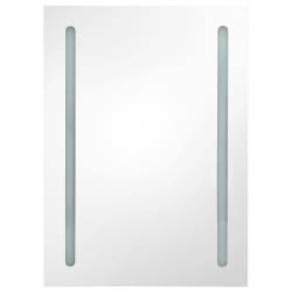 Armadietto Bagno con Specchio e LED Grigio Lucido 50x13x70 cm