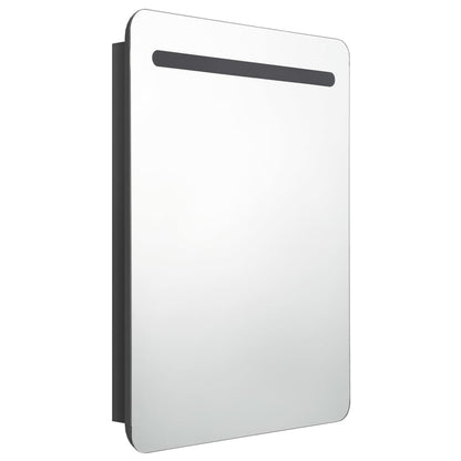 Armadietto Bagno con Specchio e LED Nero Lucido 60x11x80 cm