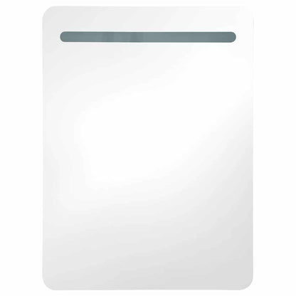 Armadietto Bagno con Specchio e LED Grigio Lucido 60x11x80 cm