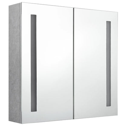 Armadietto Bagno con Specchio e LED Grigio Cemento 62x14x60 cm