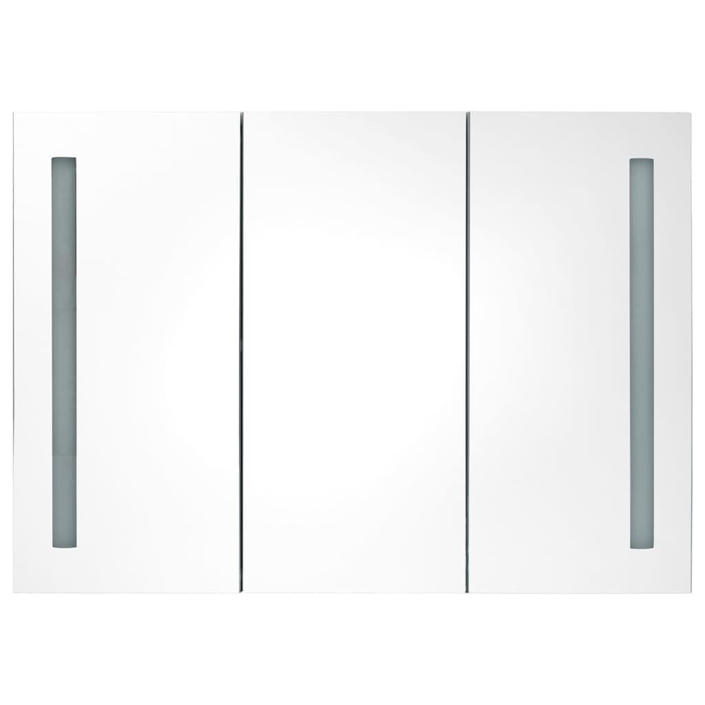 Armadietto Bagno con Specchio e LED 89x14x62 cm Rovere