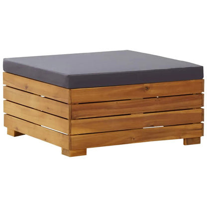 Set Tavolino Poggiapiedi da Giardino Cuscino Massello d'Acacia