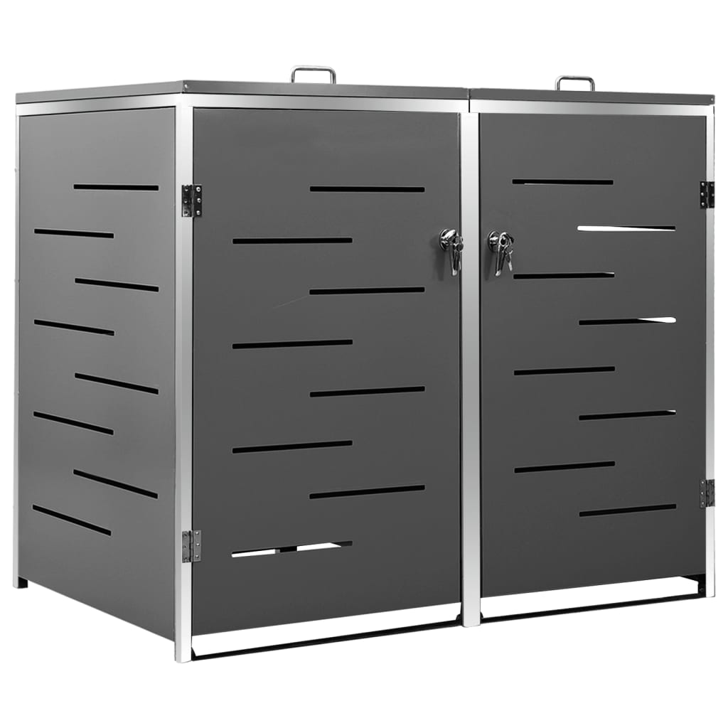 Copri Bidoni Pattumiera Doppia 138x77,5x112,5 cm Acciaio Inox