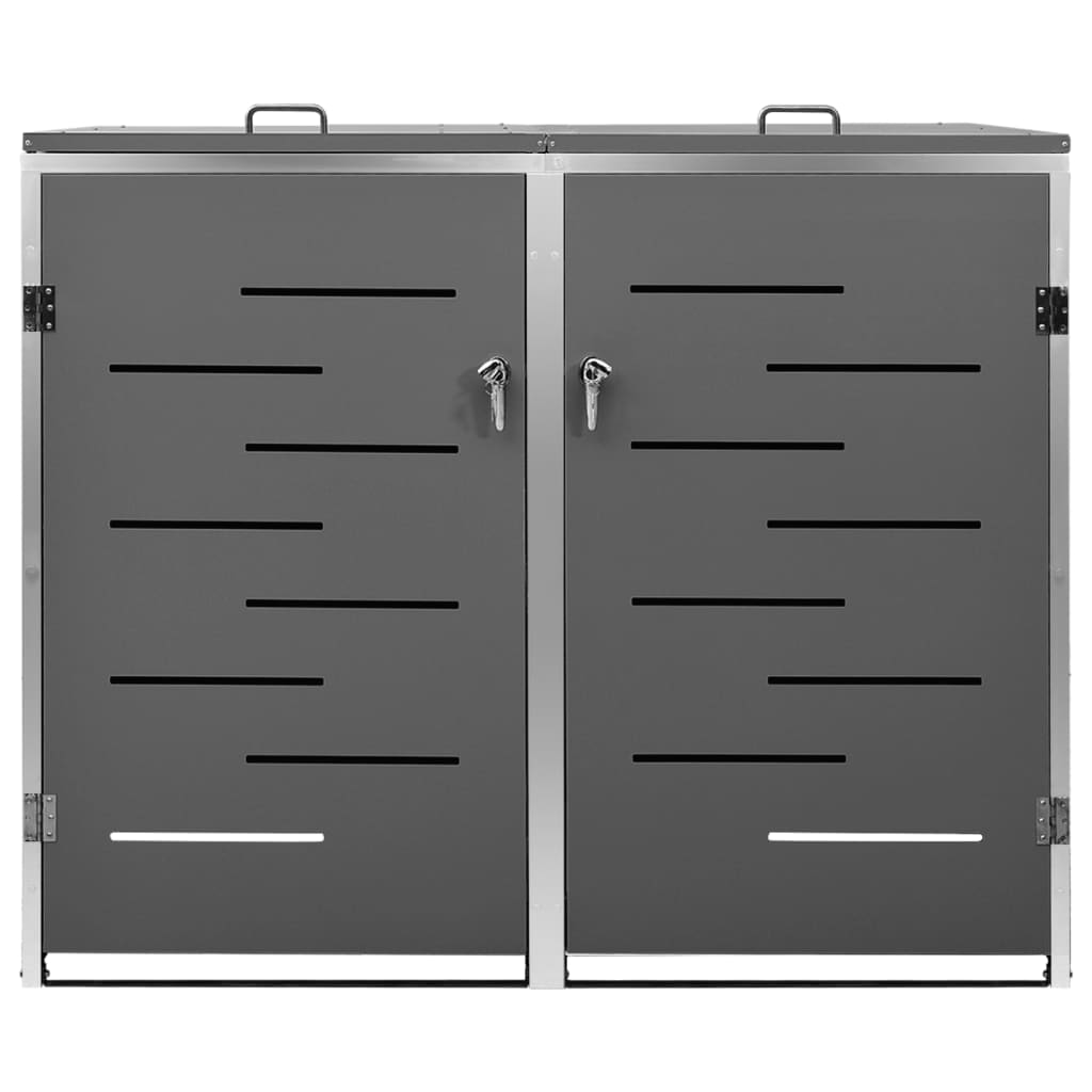 Copri Bidoni Pattumiera Doppia 138x77,5x112,5 cm Acciaio Inox