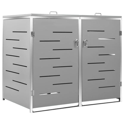 Copri Bidoni Pattumiera Doppia 138x77,5x112,5 cm Acciaio Inox
