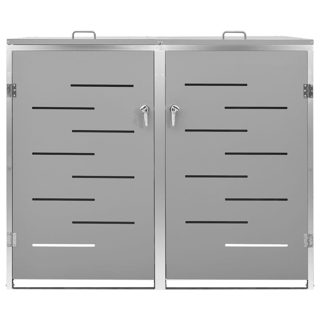 Copri Bidoni Pattumiera Doppia 138x77,5x112,5 cm Acciaio Inox