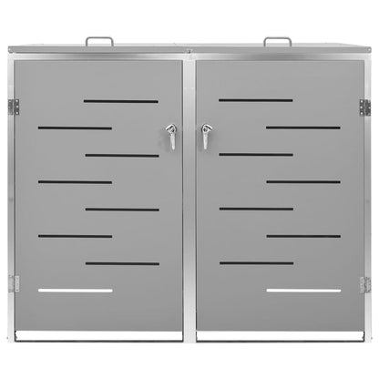 Copri Bidoni Pattumiera Doppia 138x77,5x112,5 cm Acciaio Inox