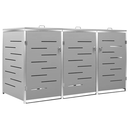 Copribidone per Spazzatura Triplo 207x77,5x112,5cm Acciaio Inox