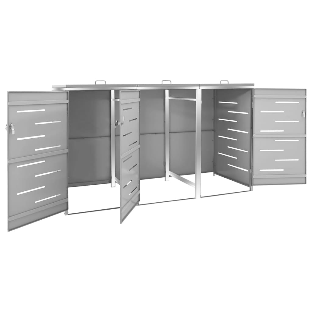 Copribidone per Spazzatura Triplo 207x77,5x112,5cm Acciaio Inox