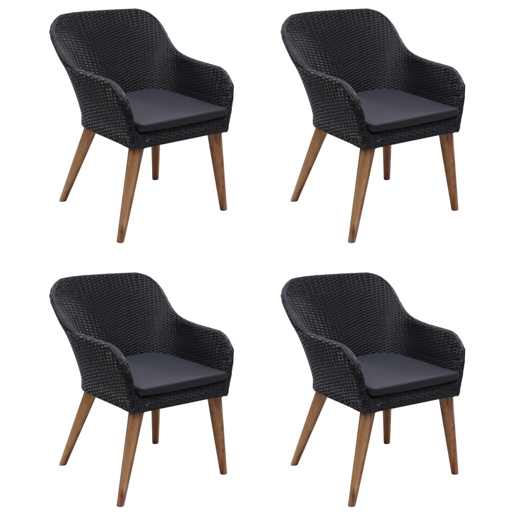 Set Mobili da Pranzo per Giardino 5 pz Nero