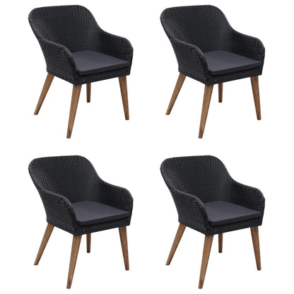 Set Mobili da Pranzo per Giardino 5 pz Nero
