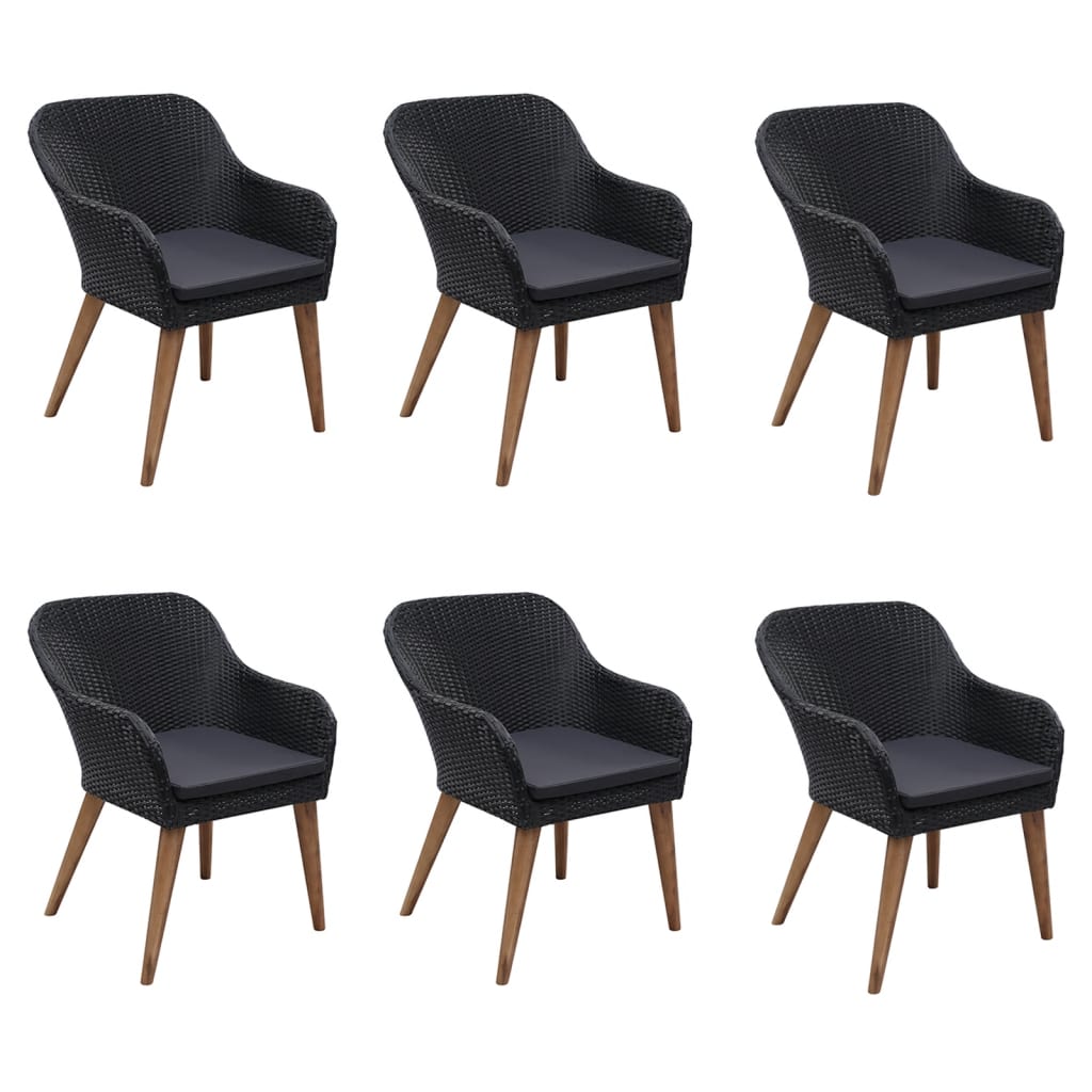 Set Mobili da Pranzo per Giardino 7 pz Nero