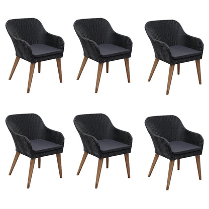 Set Mobili da Pranzo per Giardino 7 pz Nero