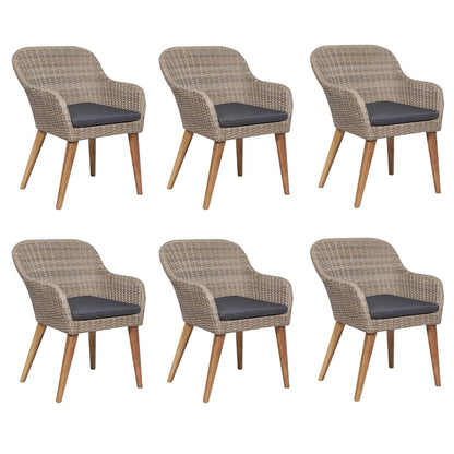 Set Mobili da Pranzo per Giardino 7 pz Marrone