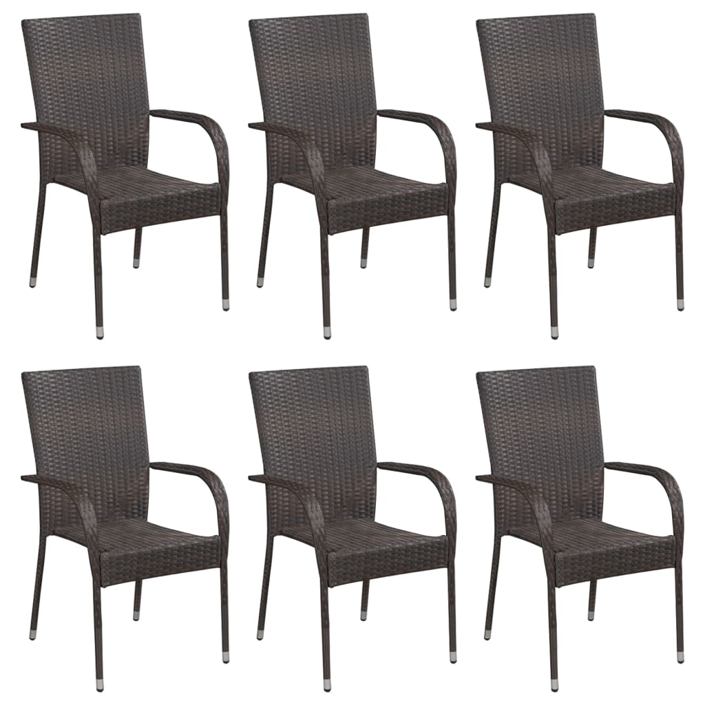 Set Mobili da Pranzo per Giardino 7 pz Marrone