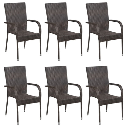 Set Mobili da Pranzo per Giardino 7 pz Marrone