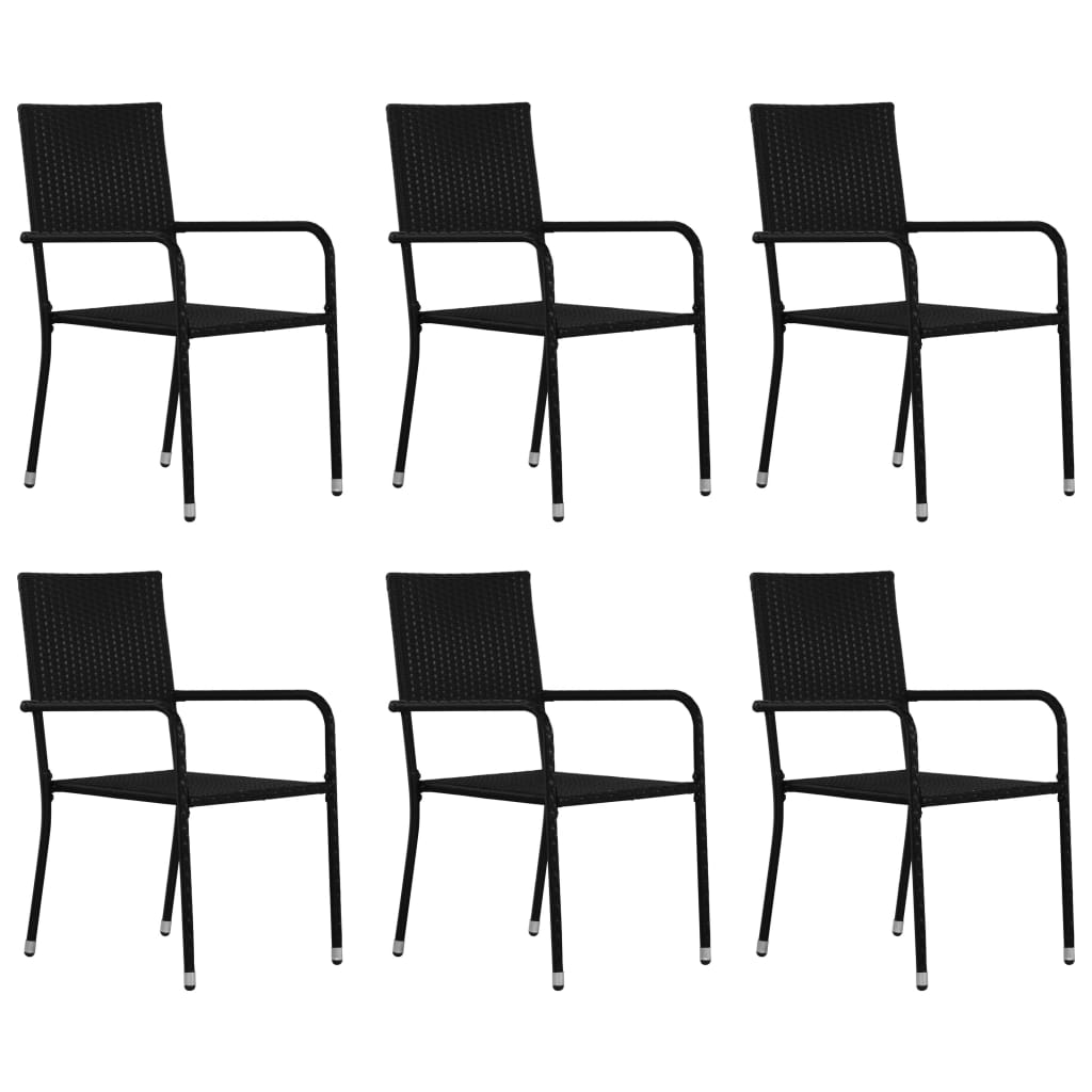 Set Mobili da Pranzo per Giardino 7 pz Nero