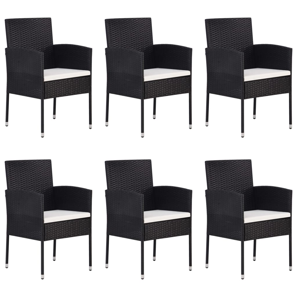 Set Mobili da Pranzo per Giardino 7 pz Nero