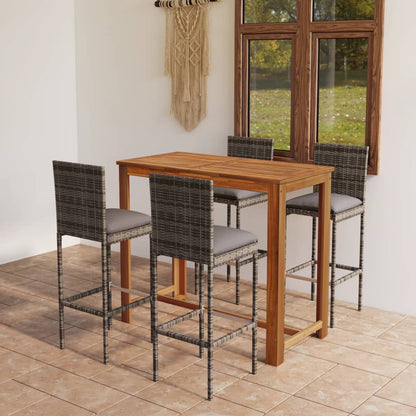 Set Bar da Giardino 5pz con Cuscini Grigio