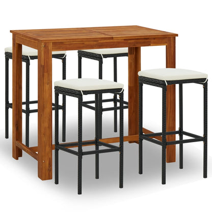 Set da Bar da Giardino 5 pz con Cuscini Nero