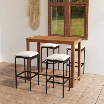 Set da Bar da Giardino 5 pz con Cuscini Nero