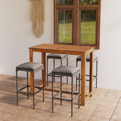 Set da Bar da Giardino 5 pz con Cuscini Grigio