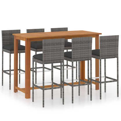 Set da Bar da Giardino 7pz con Cuscini Grigio