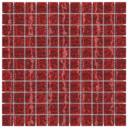 Piastrelle Mosaico 11 pz Rosso 30x30 cm in Vetro