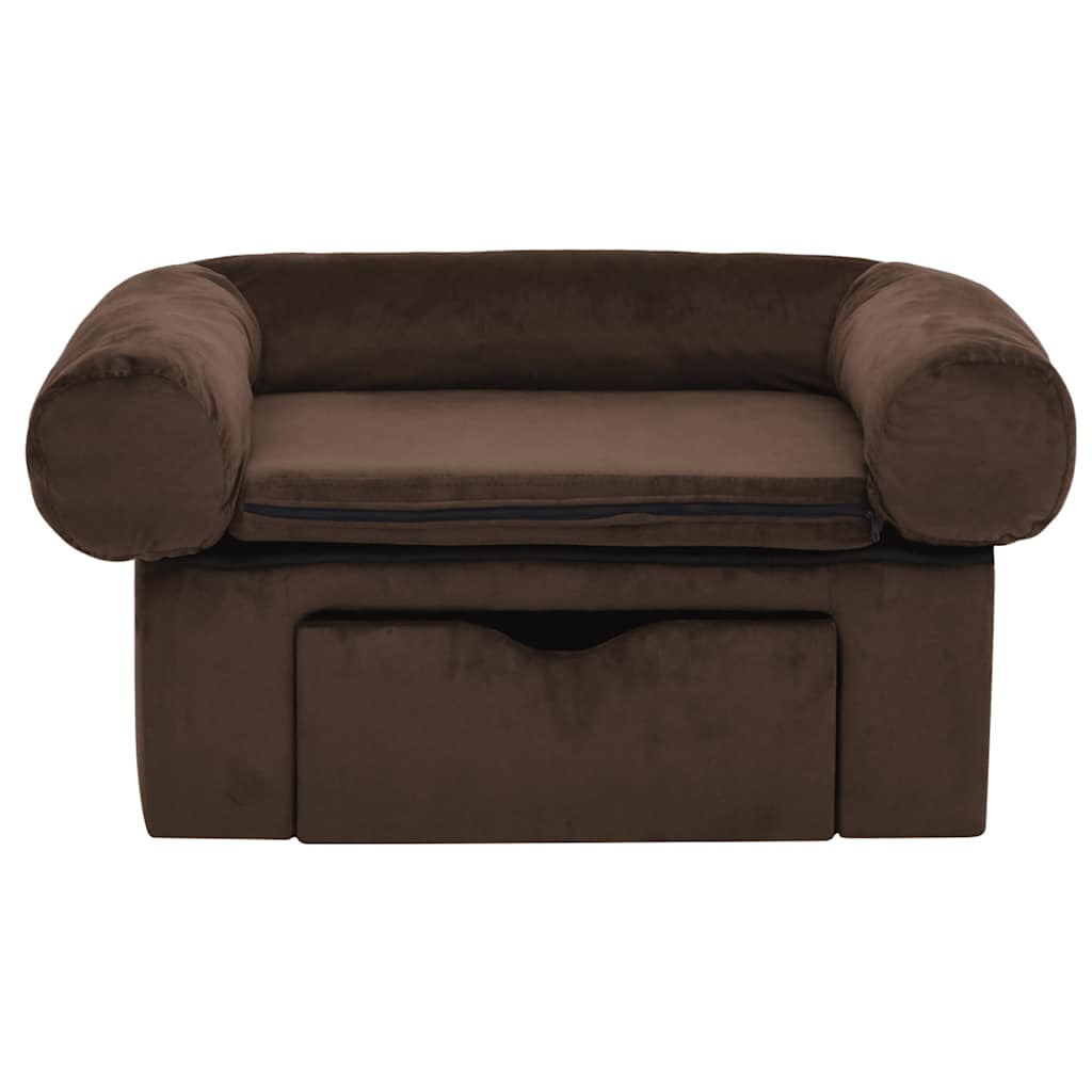 Divano per Cani con Cassetto Marrone 75x50x38 cm in Peluche