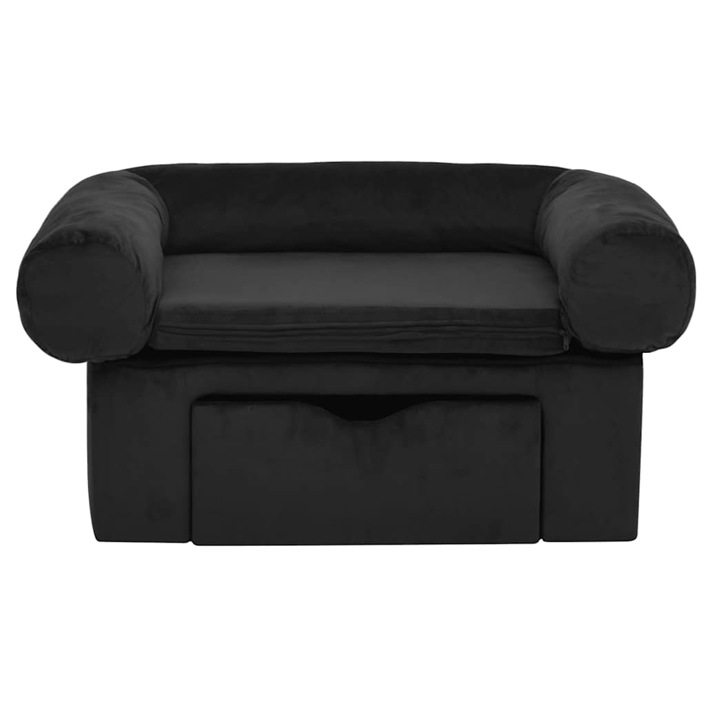 Divano per Cani con Cassetto Nero 75x50x38 cm in Peluche