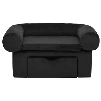 Divano per Cani con Cassetto Nero 75x50x38 cm in Peluche