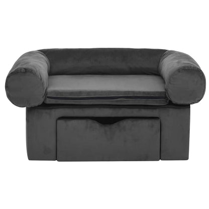 Divano per Cani con Cassetto Grigio Scuro 75x50x38cm in Peluche