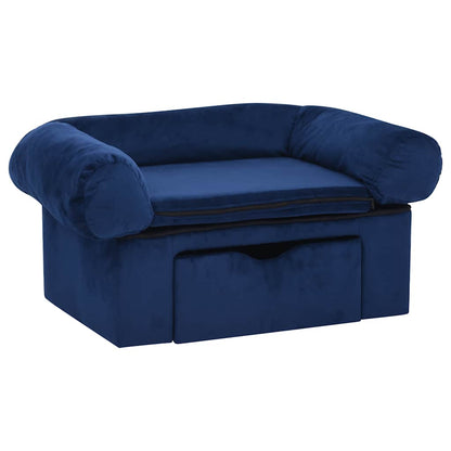 Divano per Cani con Cassetto Blu 75x50x38 cm in Peluche
