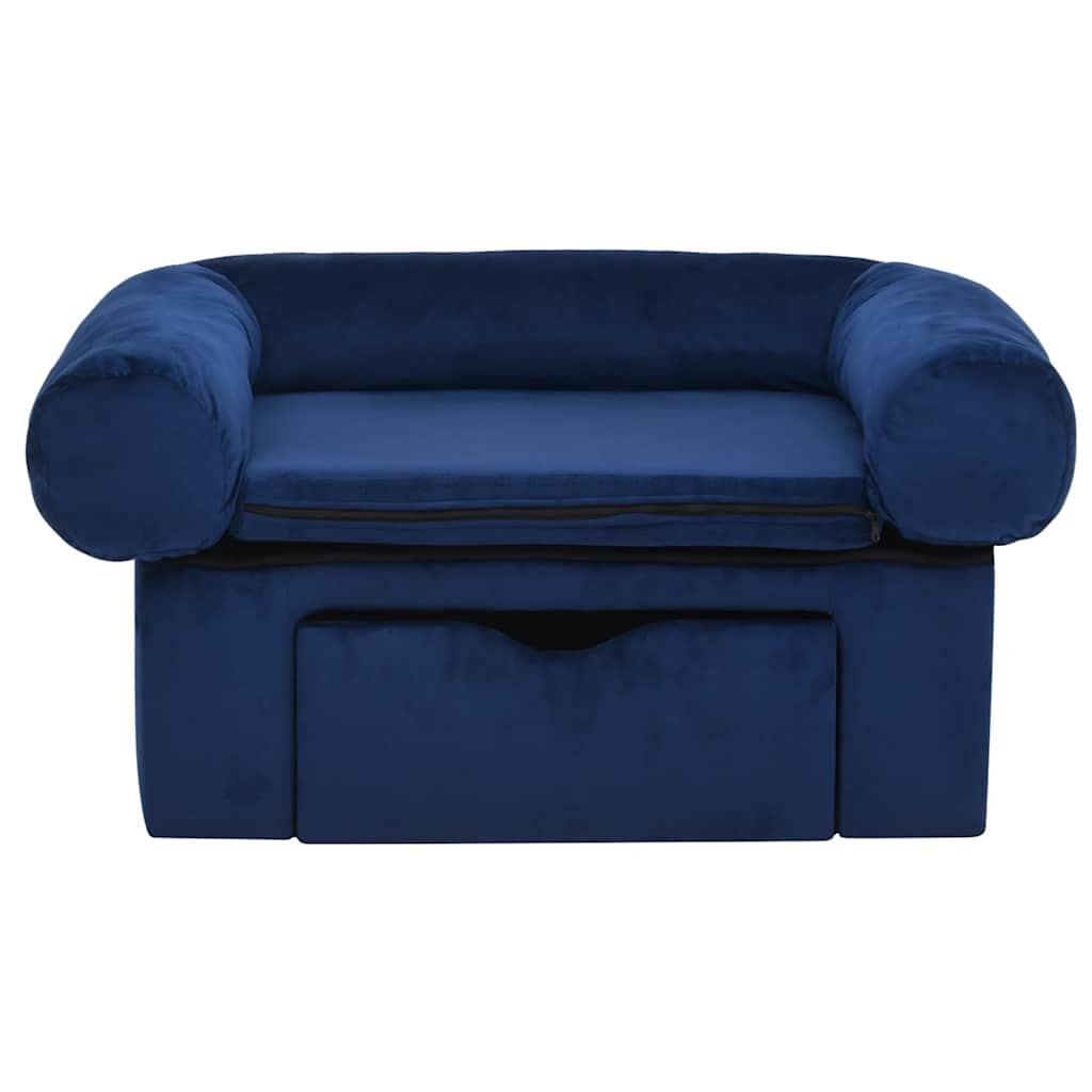 Divano per Cani con Cassetto Blu 75x50x38 cm in Peluche