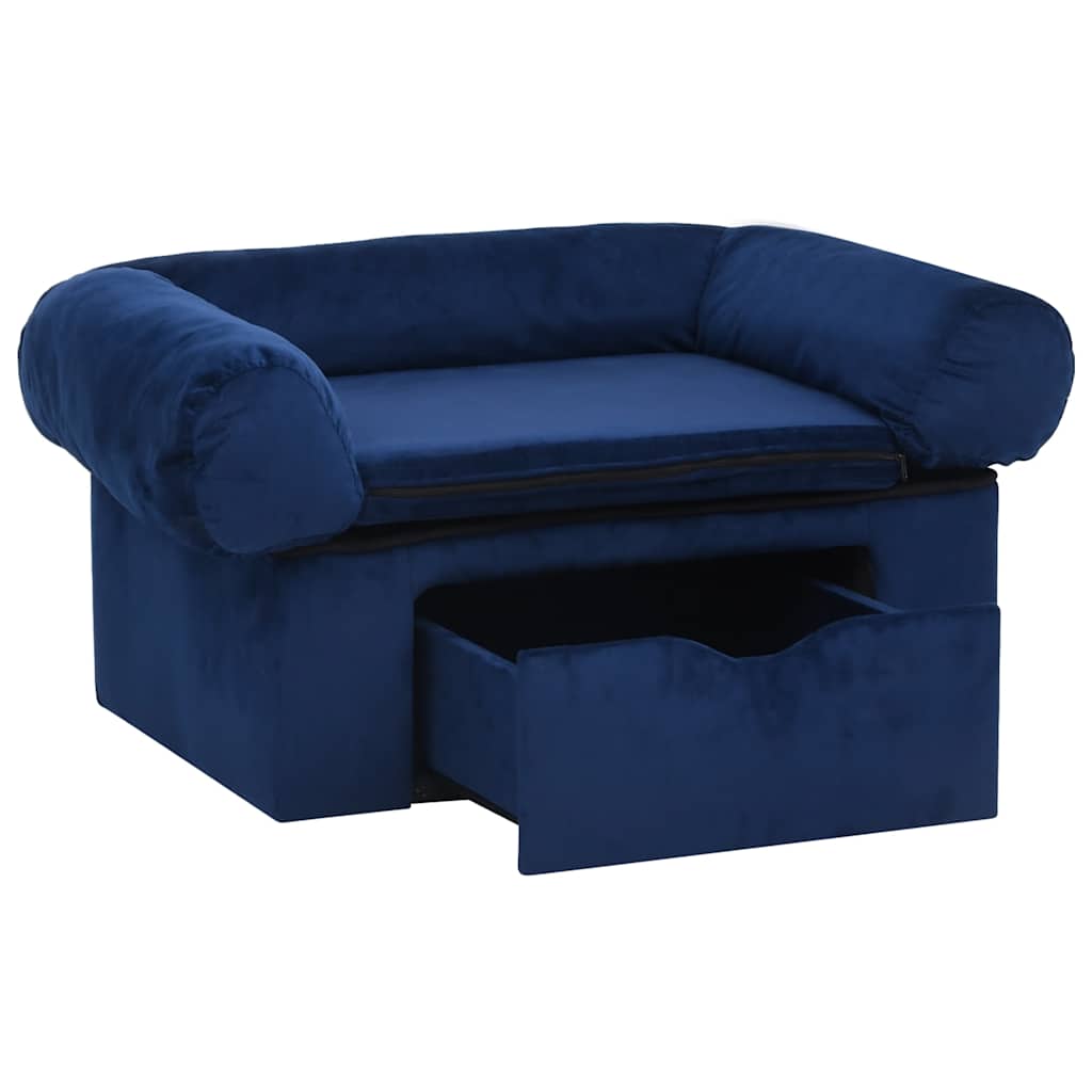 Divano per Cani con Cassetto Blu 75x50x38 cm in Peluche