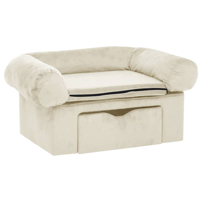 Divano per Cani con Cassetto Crema 75x50x38 cm in Peluche