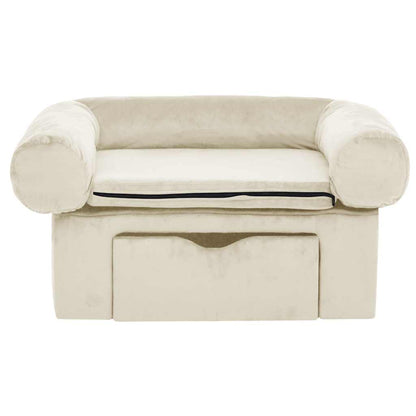 Divano per Cani con Cassetto Crema 75x50x38 cm in Peluche