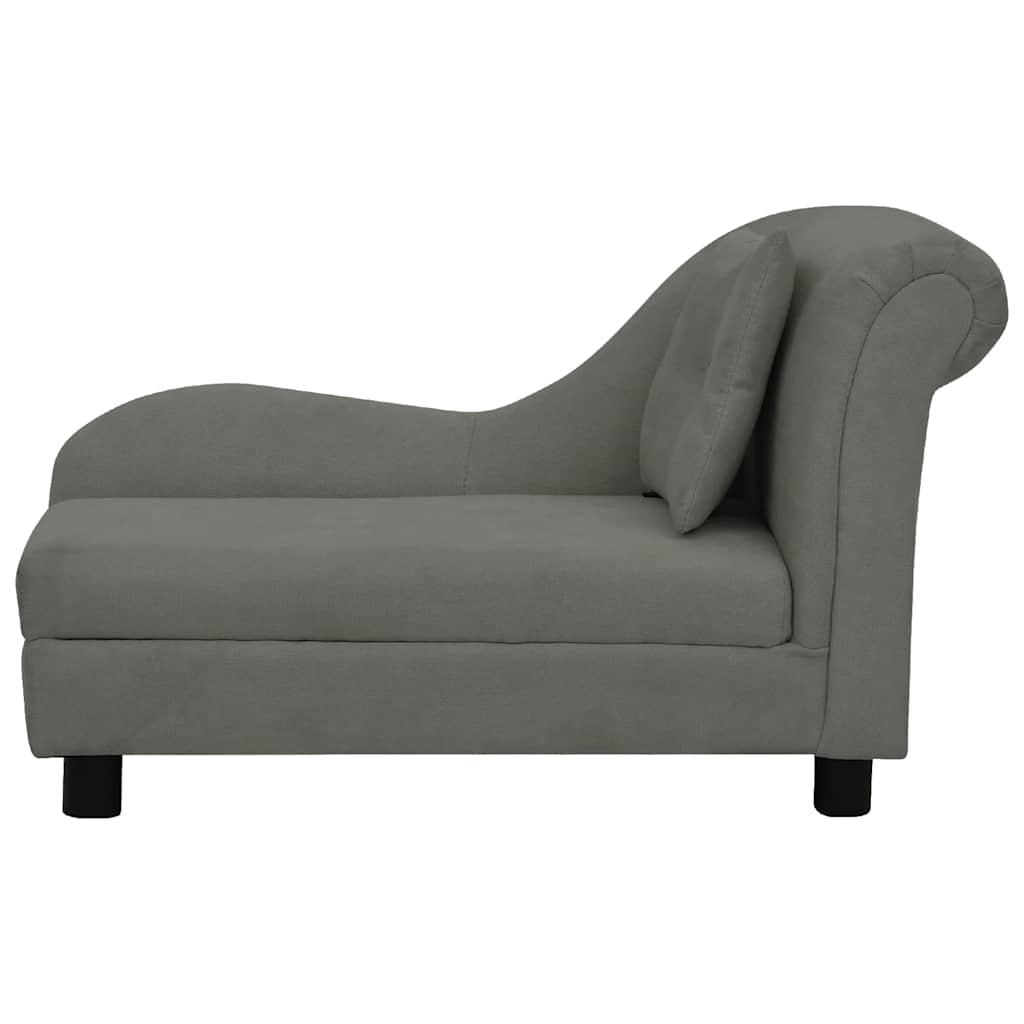 Divano per Cani con Cuscino Grigio Scuro 83x44x44 cm in Peluche