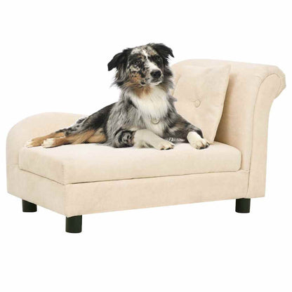 Divano per Cani con Cuscino Crema 83x44x44 cm in Peluche