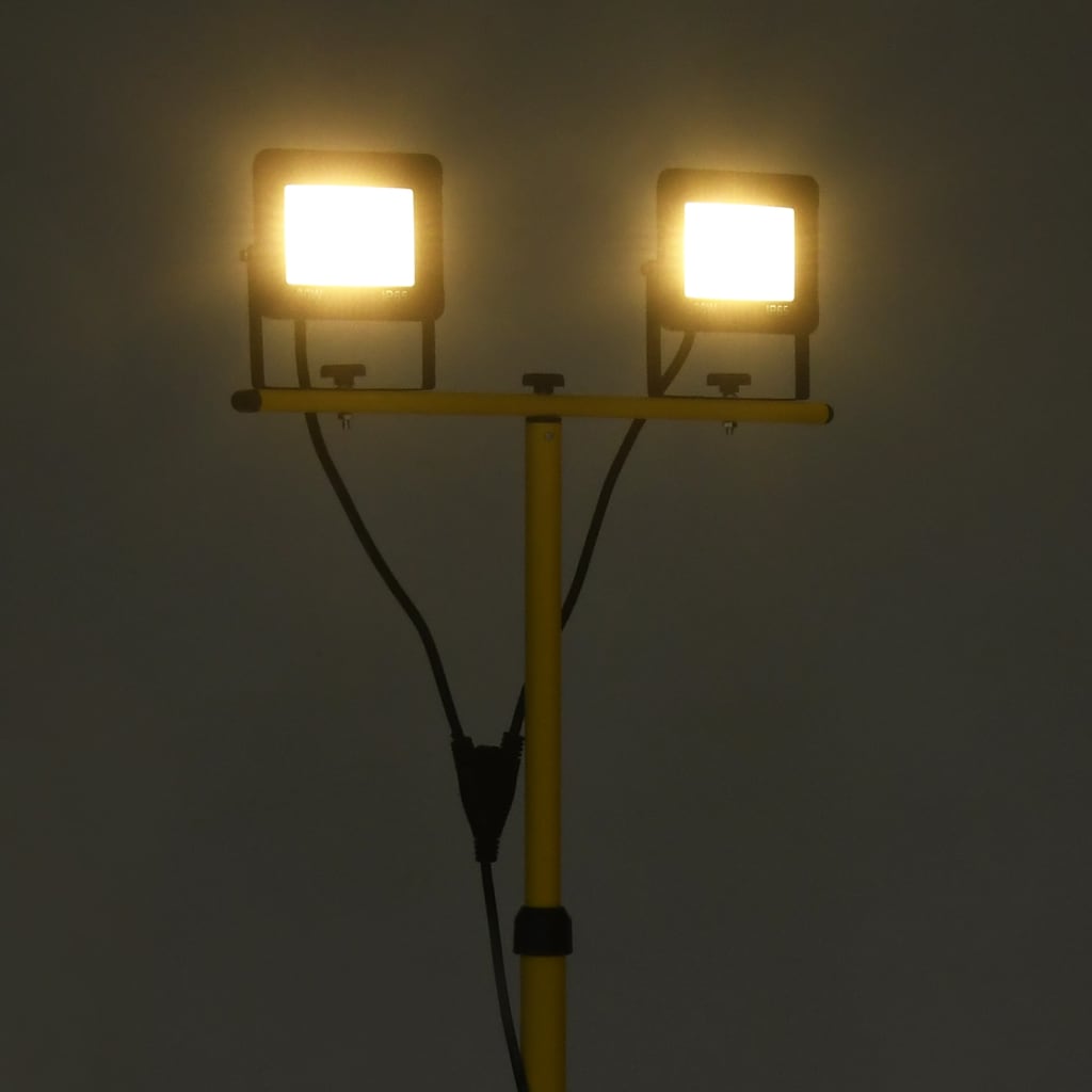 Faretto a LED con Treppiede 2x30 W Bianco Caldo