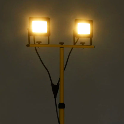 Faretto a LED con Treppiede 2x50 W Bianco Caldo