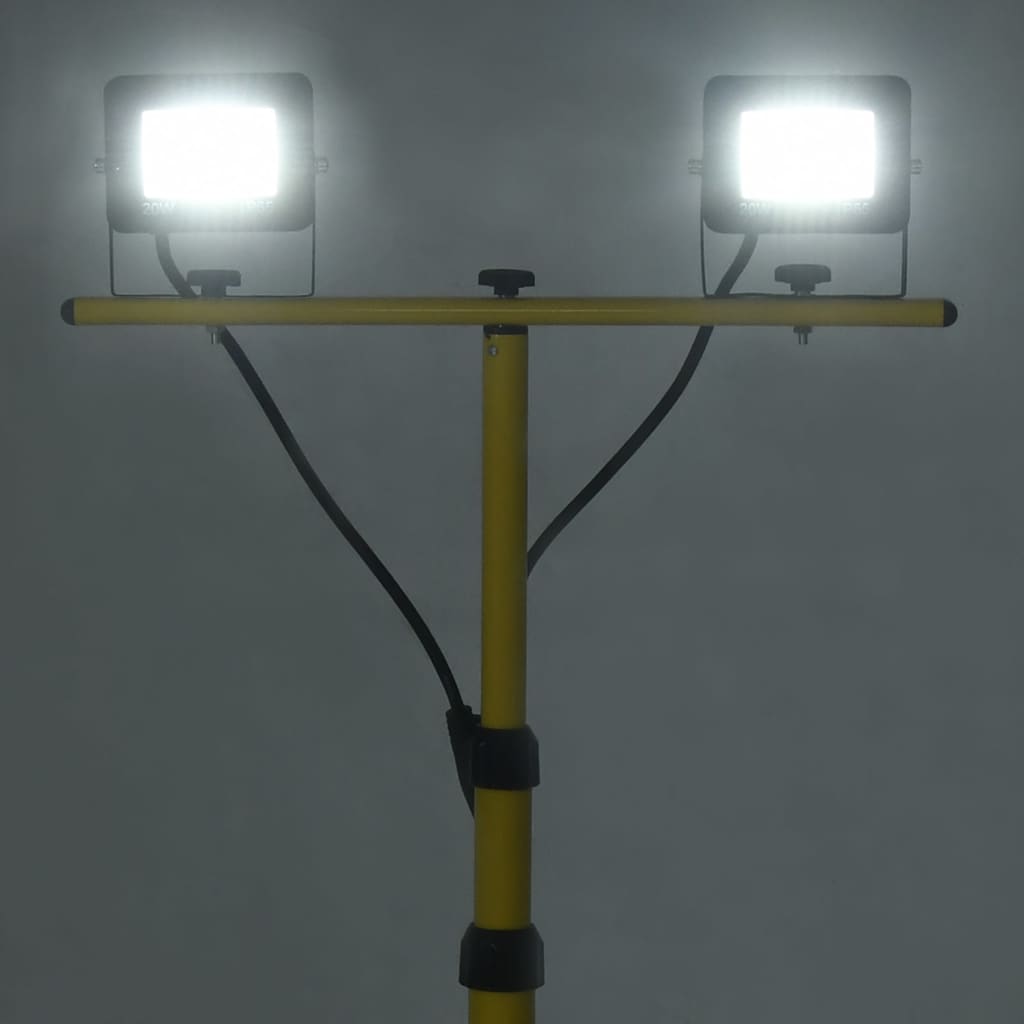 Faretto a LED con Treppiede 2x20 W Bianco Freddo
