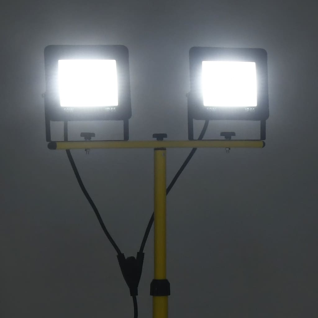 Faretto a LED con Treppiede 2x50 W Bianco Freddo