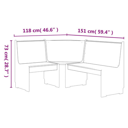 Panca Angolare REINE 151 cm in Legno di Pino Marrone ambra
