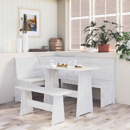 Panca Angolare REINE 151 cm in Pino Massello Bianco