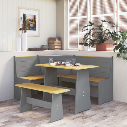 Panca Angolare REINE 151 cm in Pino Marrone ambra e Grigio