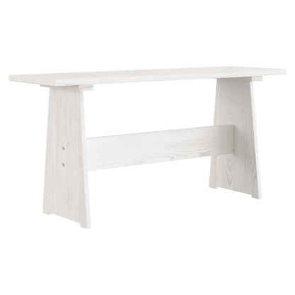 Tavolo da Pranzo con Panca REINE Bianco Legno Massello di Pino