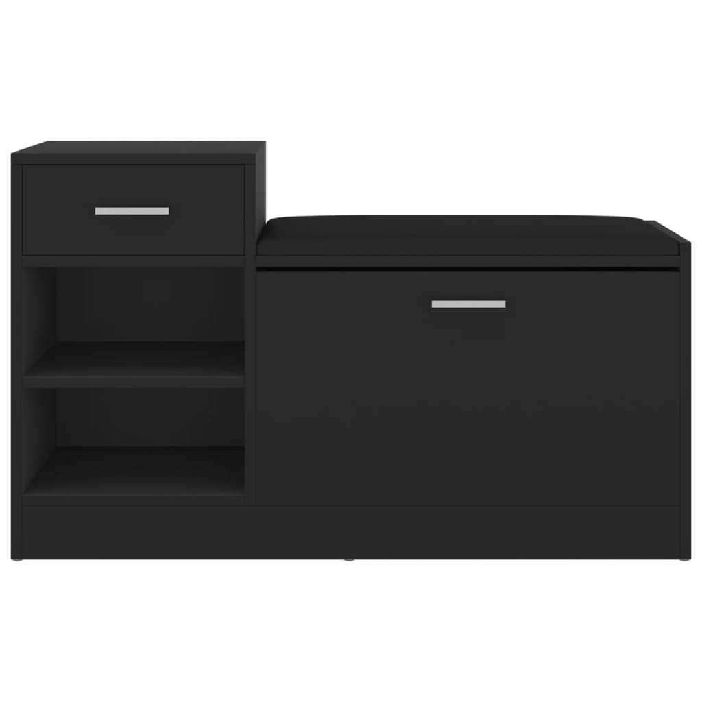 Panca Porta Scarpe Nera 94,5x31x57 cm in Legno Multistrato