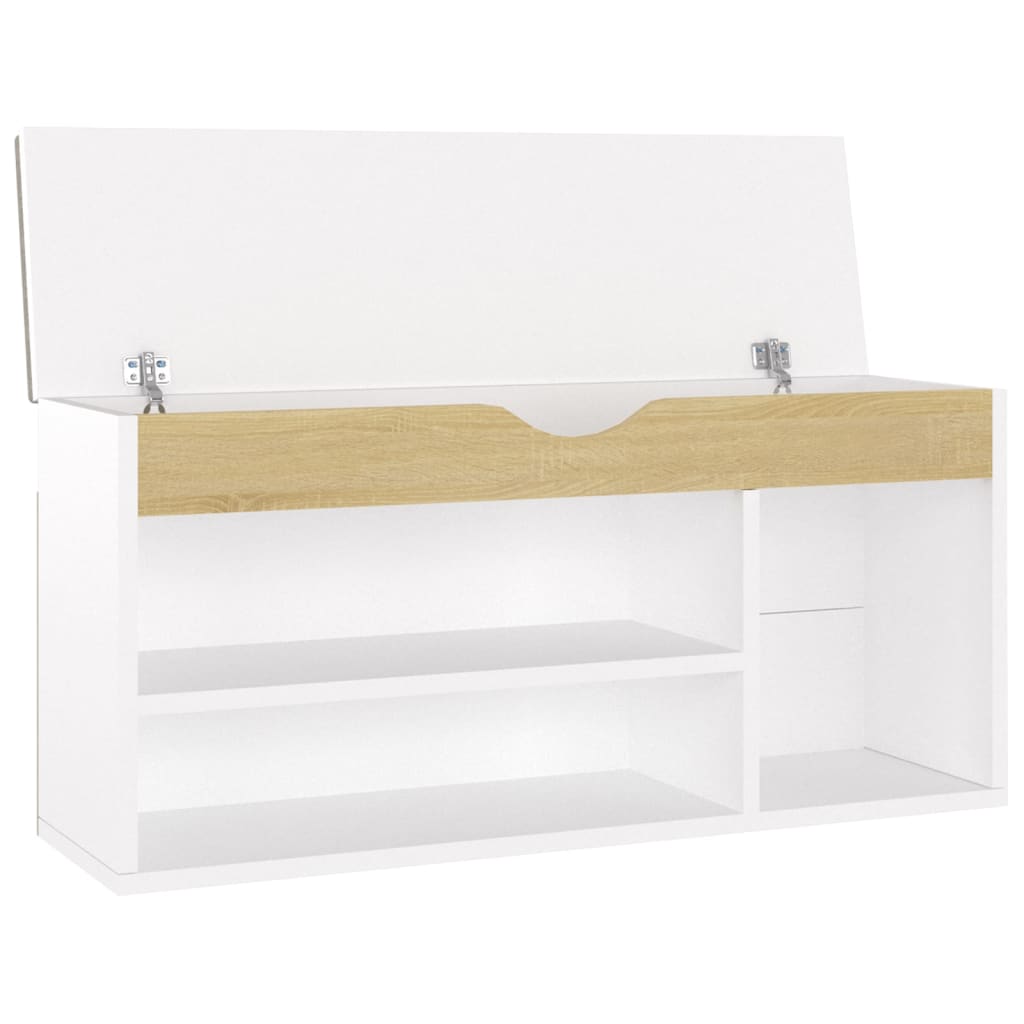 Panca Scarpe Cuscino Bianco Rovere Sonoma 104x30x49 Multistrato